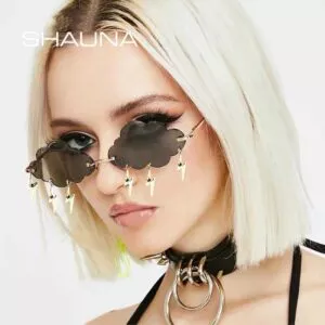 Oculos sem aro oculos de sol feminino nuvens relampago borla oculos de sol cores Óculos vintage nuvens tassel steampunk óculos de sol moda sem aro óculos de condução feminino homem sem moldura punk óculos máscaras uv400