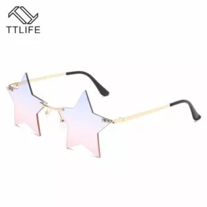 Oculos sternformige sonnenbrille frauen personlichkeit randlose sonnenbrille Colar dos homens colares rockers jazz banda snare tambor vara pingente colar para homem/mulher kolye jóias