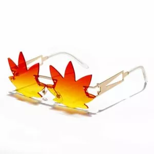 Oculos vintage punk maple leaf em forma de oculos de sol masculino feminino Óculos Vintage punk maple leaf em forma de óculos de sol masculino feminino gradiente sem aro óculos de sol espelho rosa folha em forma de motorista óculos