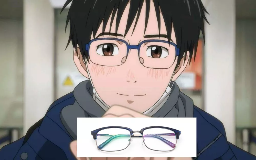 Oculos-yuri-on-ice-katsuki-yuuri-azul-Oculos-de-meia-armacao-Oculos