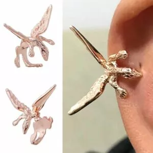 Personalidade do punk vintage drago asa orelha cuff brincos para mulher rosa ouro cor clipe sem punc 4001340024053 7749 Brinco elegante do vintage punk gótico cristal strass orelha manguito envoltório clipe brincos