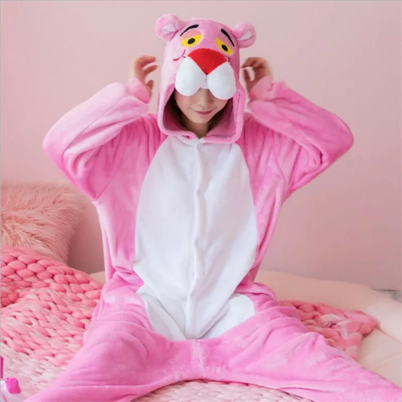 pijama-pantera-cor-de-rosa-flanela-adulto-animal-pijamas-unicornio-pijamas