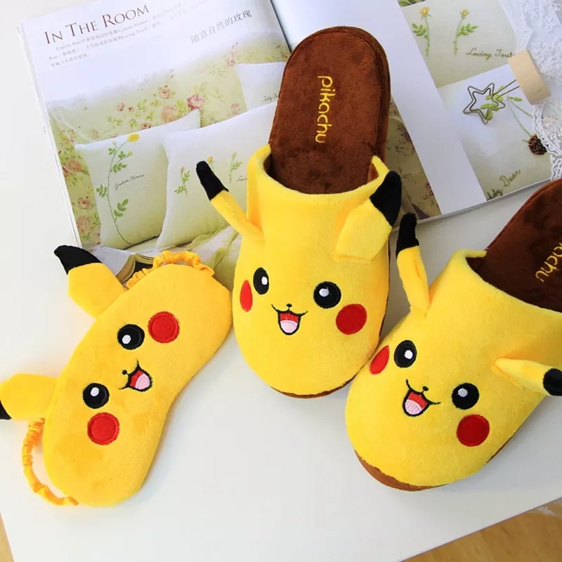 Pokemon pikachu chinelos lounge unisex pijamas cosplay sapatos de fantasia dos desenhos animados em 33032571001 1 lazied populares desktop2