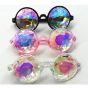Óculos Unissex óculos redondos caleidoscópio óculos de sol cristal festa clube psychedelic prisma lente diffracted óculos de sol