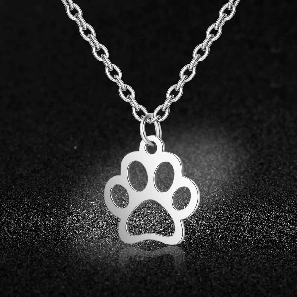 Aaaaa qualidade 100% aço inoxidável cão gato pata charme colar para mulheres alta polonês atacado super moda charme jóias