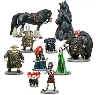 Action Figure 10 Peças Disney Pixar Valente Brave Merida Ursos 12cm