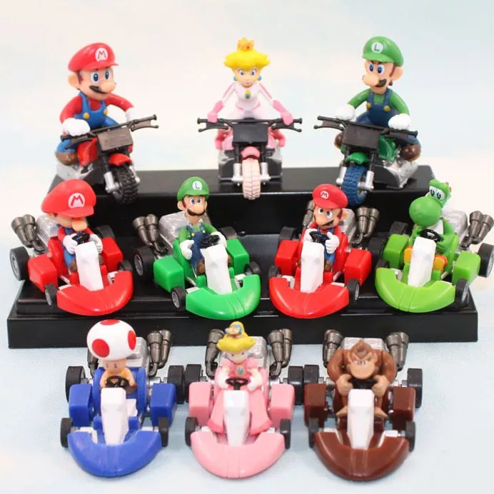 Action Figure 10 Peças Nintendo Mário Kart Donkey Kong Yoshi Luigi