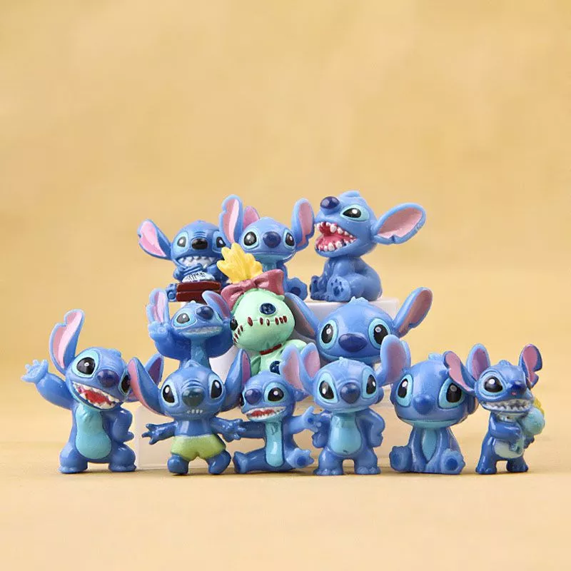 Action Figure 12 Peças Disney Lilo & Stitch 2-4cm