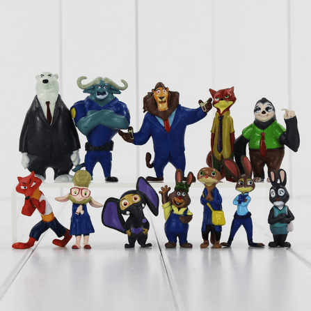 Action Figure 12 Peças Zootopia 4cm