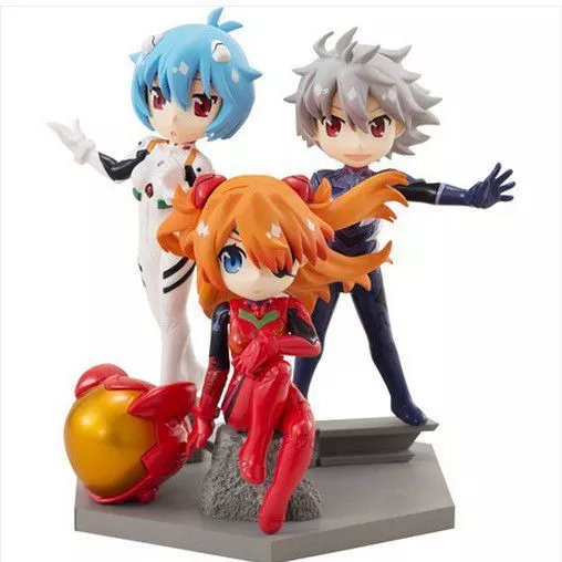 Action Figure 3 Peças Anime Eva Evangelion Rei Ayanami Asuka Langley Kaworu Nagisa 9cm