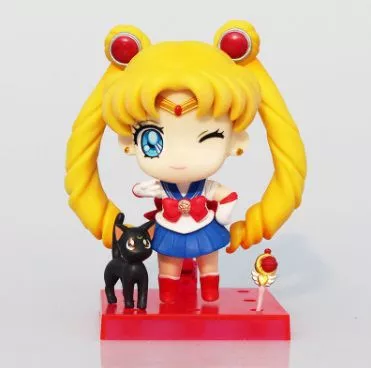 action figure 3 pecas anime sailor moon 10cm Action Figure Anime Sailor Moon Chibiusa & Helios 15cm