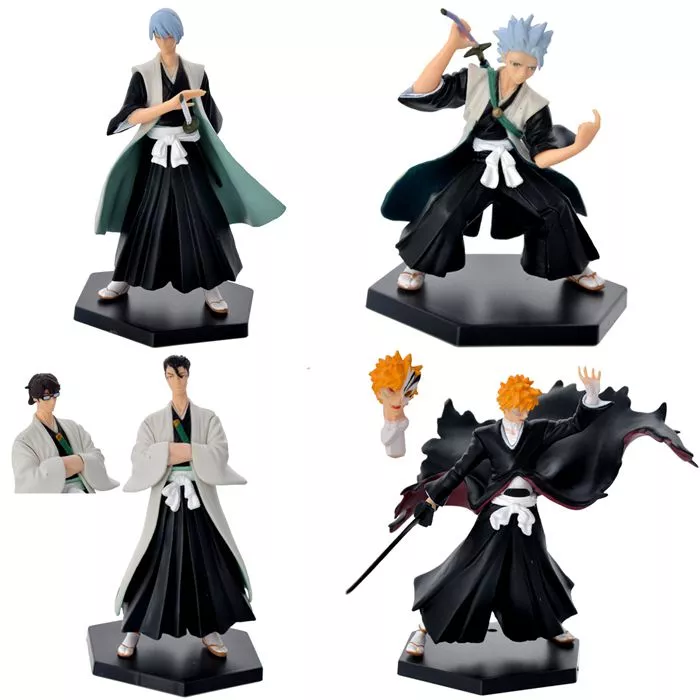 Action Figure 4 Peças Anime Bleach Terceira Geração Kurosaki Ichigo Hitsugaya 14cm