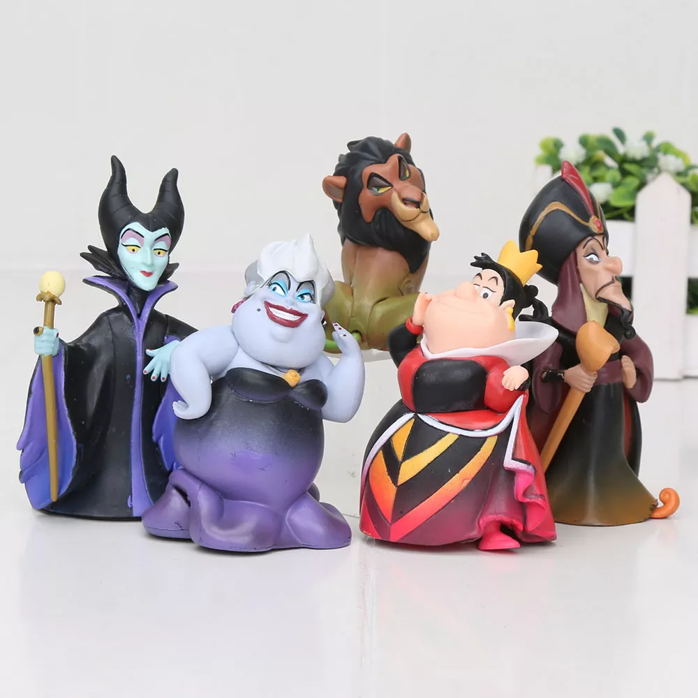 action figure 5 8cm 5 pcs pcs set viloes dos desenhos animados malefice Action Figure 5-8cm 5 pçs pçs/set vilões dos desenhos animados malefice ursula a rainha vermelha cicatriz jafar leão pvc figuras coleção brinquedos