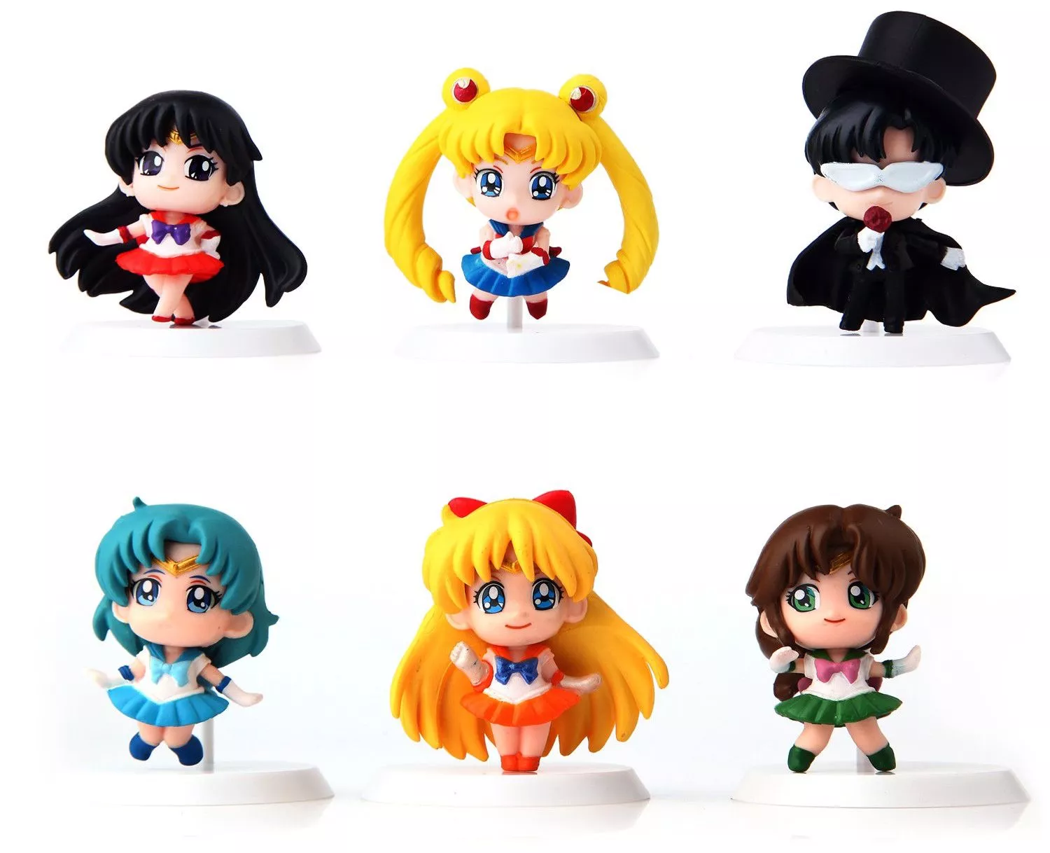 action figure 6 pecas anime sailor moon mars jupiter venus mercury q version chibi Pijama Adulto Anime Sailor Moon