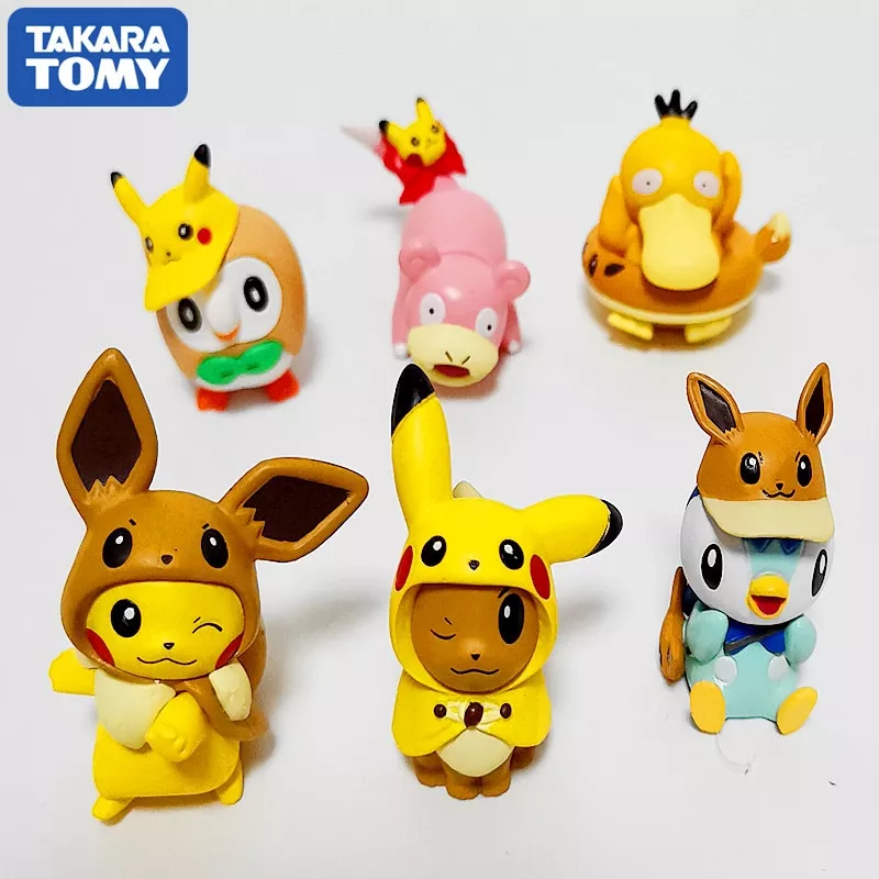 action figure 6pcs pokemon estatueta pikachu ibu pequeno fogo dragao miao 8x6cm criativo sólido plush ponge reenchimento macio animal de estimação aconchegante cobaia cama casa pequeno animal hamster rato hamster hamster hammock ninho almofada