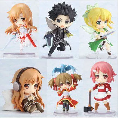 action figure 6pcs set anime sword art online cute pvc action figure toys Action Figure 10cm Anime Game Azur Lane Figure Cute Q Version IJN Akashi/USS Laffey Figura de ação colecionável azur lane de 10cm, figura de jogo anime bonito de versão q ijn akashi/usb laffey, modelo de pvc brinquedos presentes para crianças