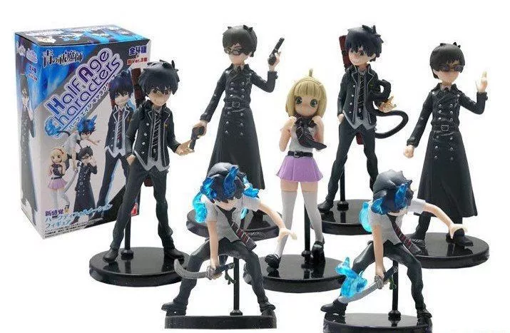 Action Figure 7 Peças Anime Ao no Exorcist Blue Half Age Okumura Rin Yukio Moriyama Shiemi 12cm