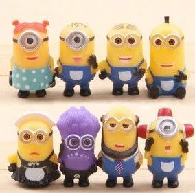 action figure 8 pecas minions meu malvado favorito 2 empregada minion do mal 5cm Boné Minions Meu Malvado Favorito de beisebol fecho traseiro, boné de beisebol da moda infantil, chapéu de desenho animado para meninos e crianças, 2018 menina menina