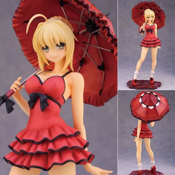 action figure anime fate stay night red dress saber nero 25cm Action Figure Fate/stay night saber altere lingerie ver. Figura de ação pvc brinquedos sabre alter lingerie anime sexy menina figura modelo boneca brinquedo 24cm