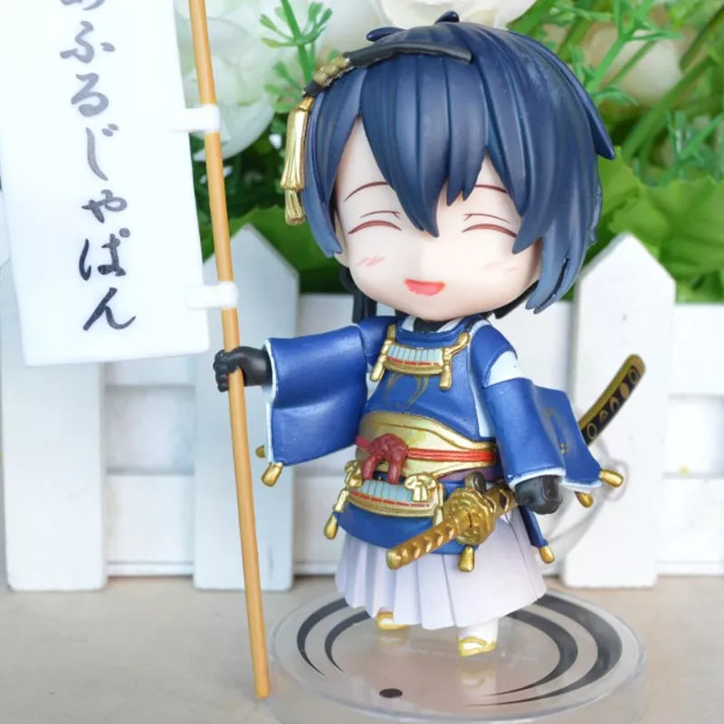 action figure anime jogo touken ranbu mikazuki munechika 626 alegre Bonito bowknot quente sapatos de algodão das mulheres dos homens de pelúcia macia casa chinelos interior ao ar livre dedo do pé redondo chinelos de algodão casal sapatos de inverno