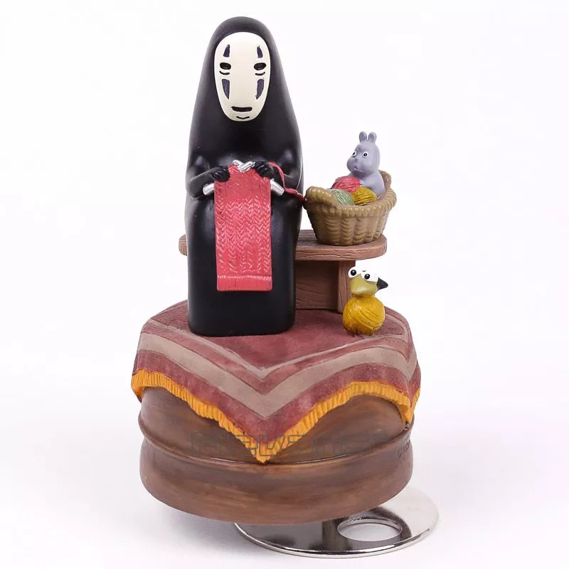 Action Figure Anime miyazaki hayao spirited away nenhum rosto caixa de música pvc action figure coleção brinquedo boneca 12cm
