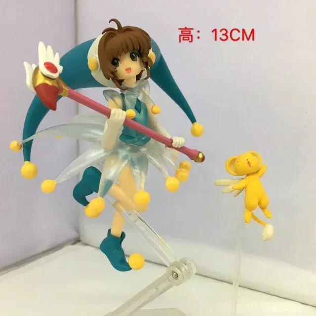 action figure anime sakura card captor sakura kinomoto 13cm 034 Brinco Anime Sailor Moon Sakura Card Captor japonês anime cor de ouro coração com vermelho azul cristal marinheiro lua varinha mágica forma chave brincos para meninas crianças presentes