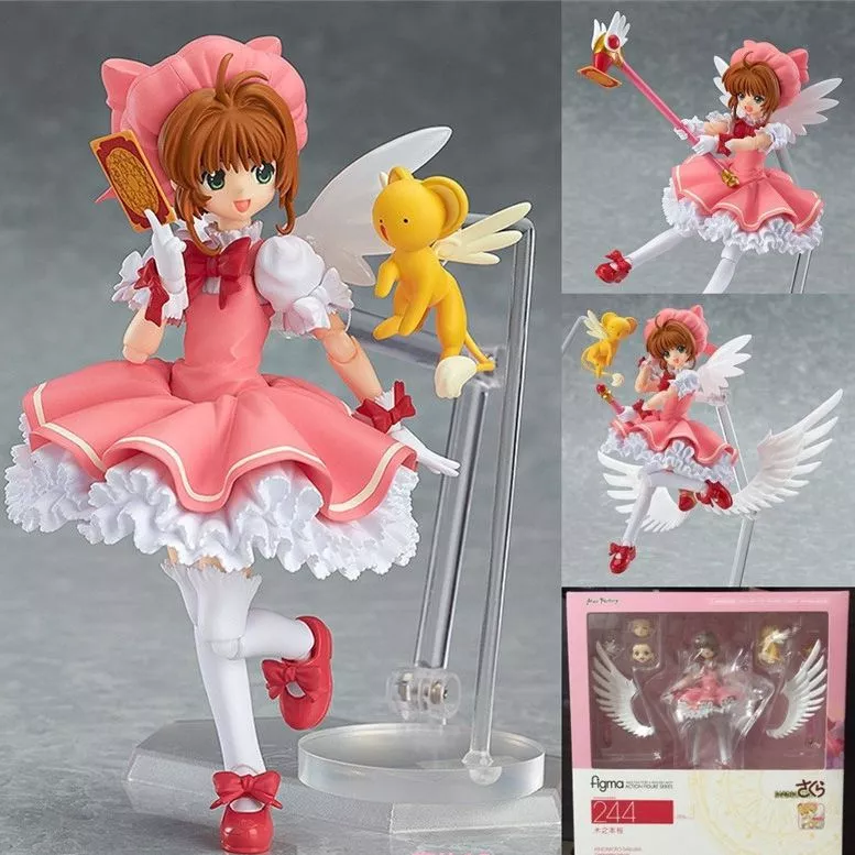 action figure anime sakura card captor sakura kinomoto 14cm Brinco Anime Sailor Moon Sakura Card Captor japonês anime cor de ouro coração com vermelho azul cristal marinheiro lua varinha mágica forma chave brincos para meninas crianças presentes