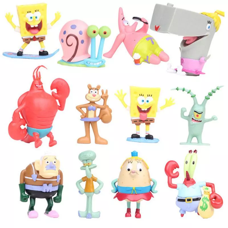 action figure bob esponja 12 pecas personagens Action Figure Bob Esponja 12 Peças Personagens