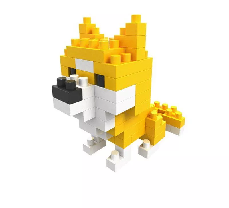 Action Figure Building Blocks Cão Shiba Inu 75 peças