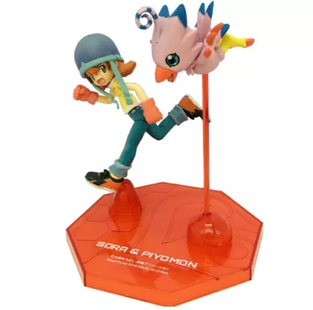 action figure digimon sora piyomon 13cm Colar Digimon Adventure monstro digital coragem/amizade/amor/esperança evolução crachá pingente magnético colar corda coleção presente