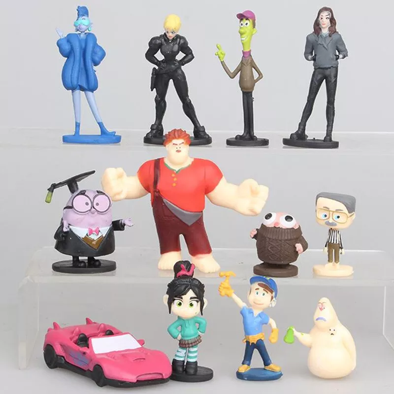Action Figure Disney 12pcs detona ralph wreck it pvc figuras de ação 3-8 cm modelo anime mini decoração pvc coleção estatueta brinquedo modelo para crianças