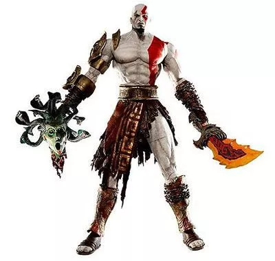 Action Figure God of War Kratos + Cabeça Medusa 18cm