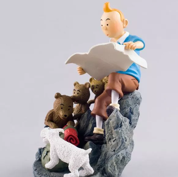 Action Figure Herge As Aventuras de Tintin Comic Destination Moon/Objectif Lune Tintin Mapa & Milou/Snowy 11cm