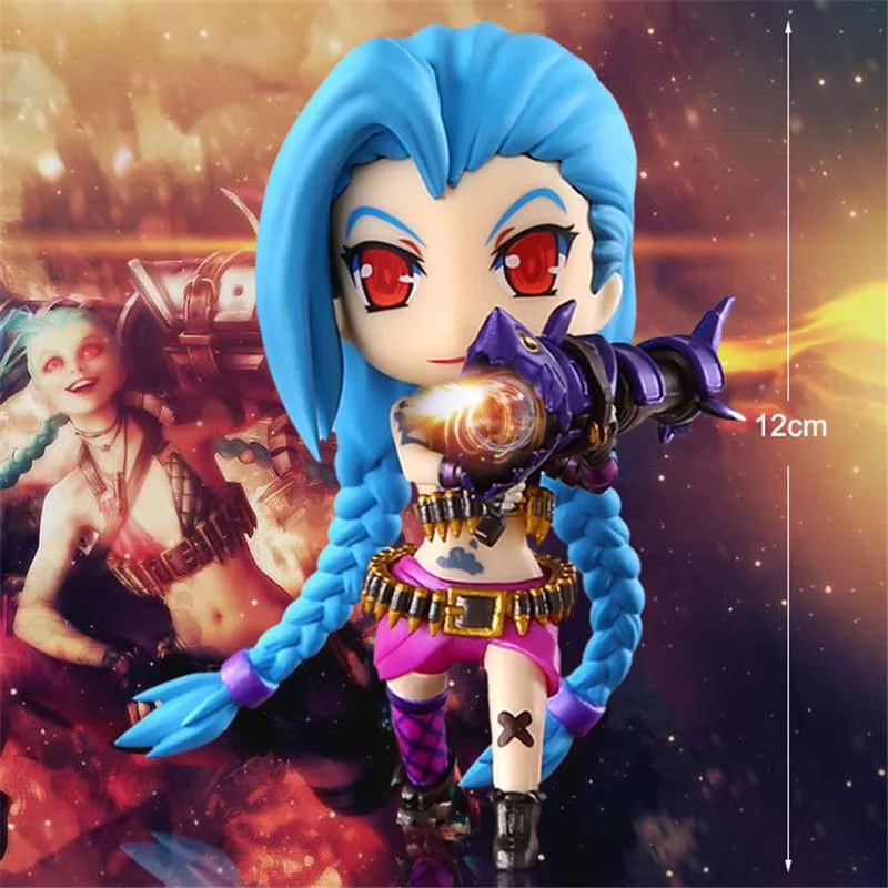 action figure league of legends lol jinx chibi 12cm Pelúcia Anime Pokemon Ditto Vaporeon 12cm