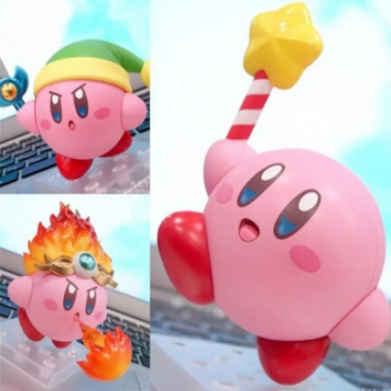 action figure nendoroid kirby 544 10cm Touca Kirby elástico dos desenhos animados boné inverno manter quente bordado chapéu de malha brinquedos de pelúcia para crianças presente aniversário da menina