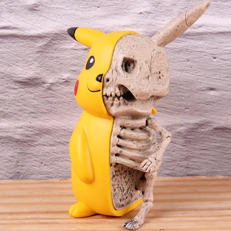 action figure pokemon pikachu esqueleto anime monstro disseccao figuras figura de Halloween decoração unicórnio esqueleto osso adereços festa bonito ossos ornamentos halloween mas horror adereços (bege)