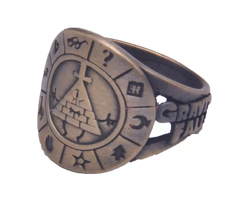 anel cosplay gravity falls bronze 2 Colar Retro criativa crânio mão osso pingente hip hop estilo punk liga de bronze masculino e feminino jóias