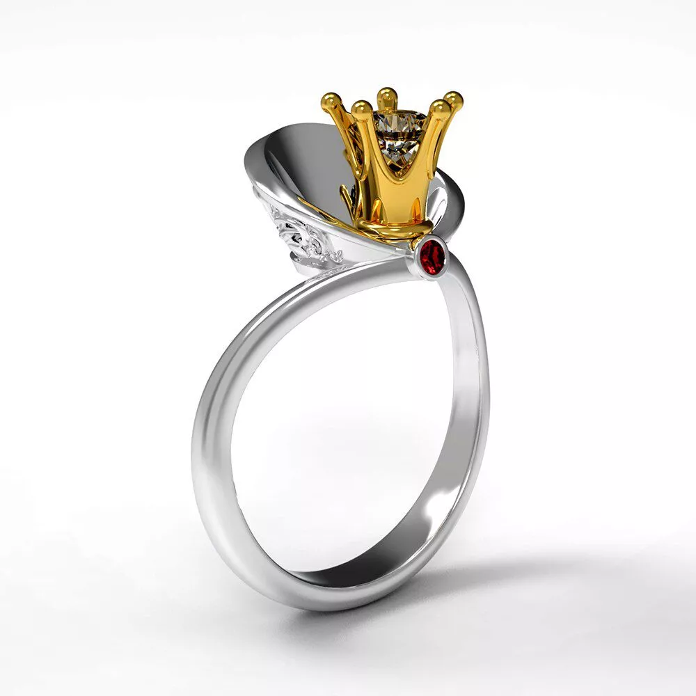 Anel Rainha Xale Em Forma de Anéis de Casamento Two-tone Crown Anel para As Mulheres