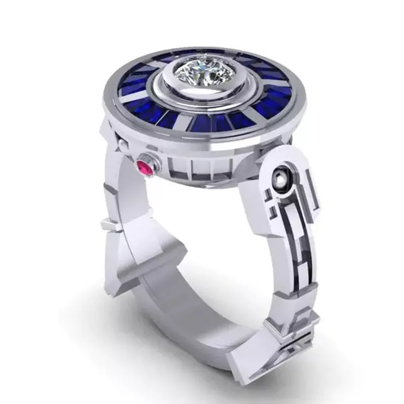 Anel star wars robô ufo forma jóias geométricas senhoras noivado casamento anel de presente do dia dos namorados