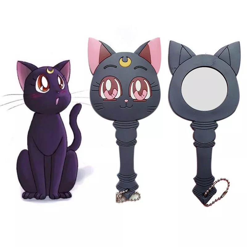 anime sailor moon luna roxo gato compoem espelho lidar com meninas Marinheiro luna acessório para cabelos de gato, acessório para cosplay, ferramenta de maquiagem limpa, faixa de cabeça