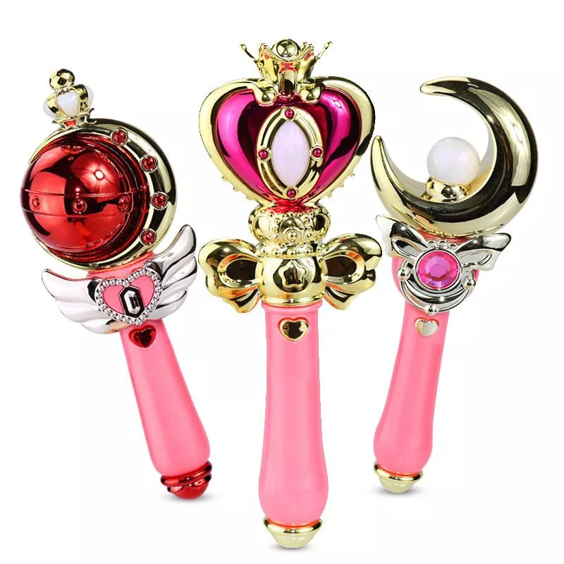 Anime sailor moon tsukino usagi henshin haste fulgor vara espiral coração lua mágica varinha figura brinquedo presente para a menina cosplay adereços