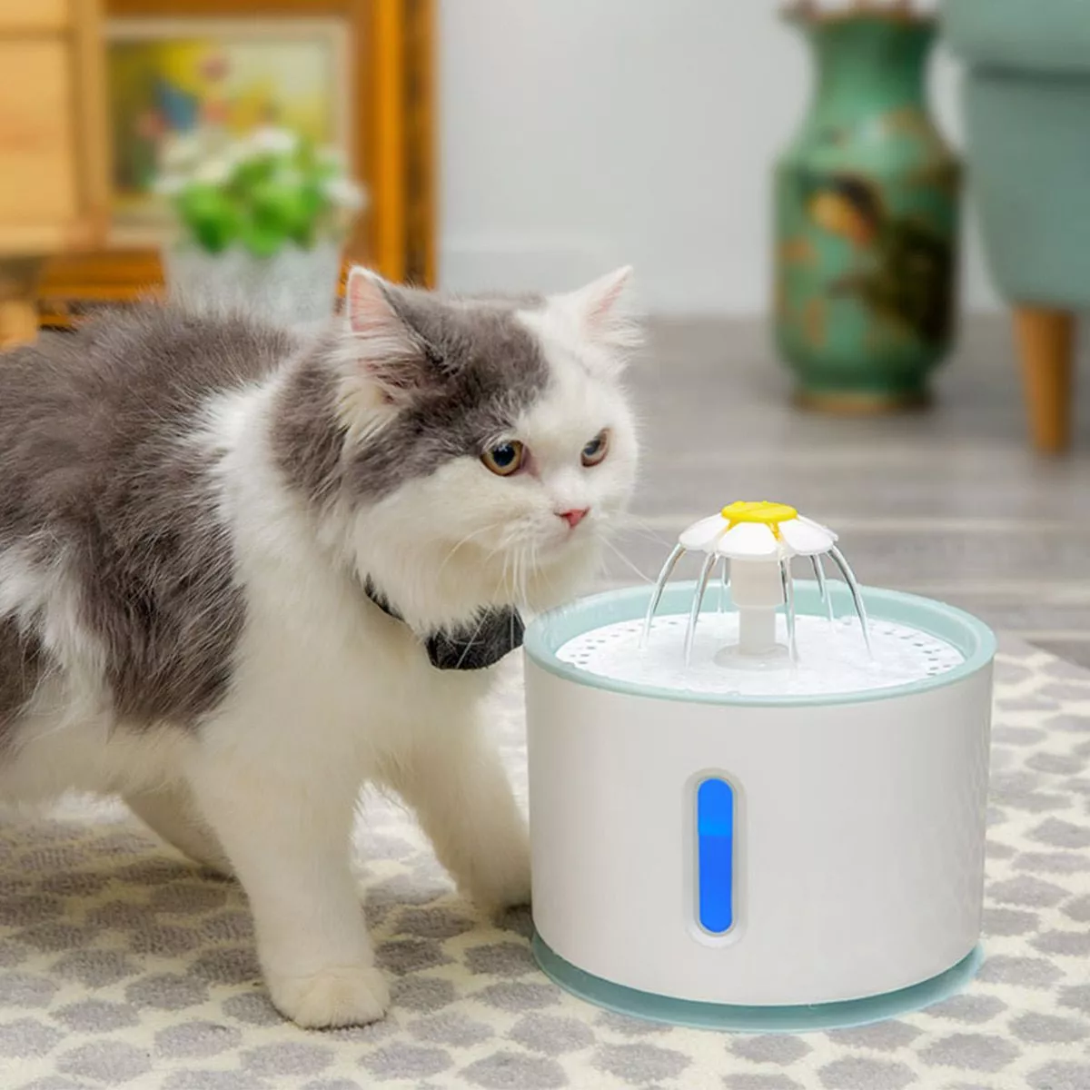 automatic pet cat water fountain led electric usb dog cat pet mute drinker feeder bowl Automatic Cat Water Fountain With LED 2.4L Electric Water Fountain Dog Cat Pet Drinker Bowl Pet Cat Drinking Fountain