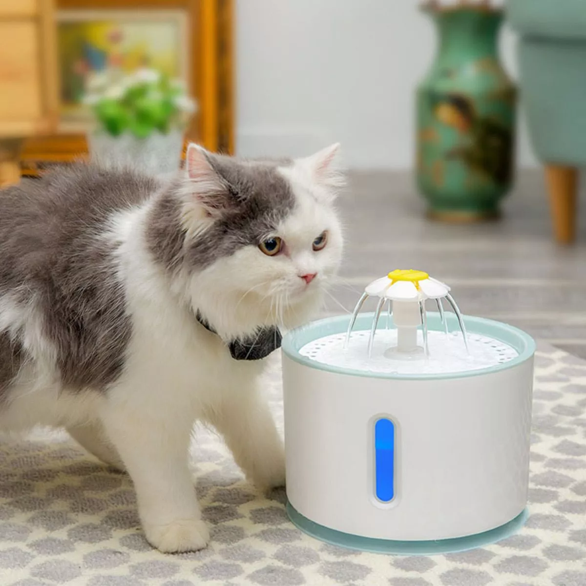 Automatic Pet Cat Water Fountain LED Electric USB Dog Cat Pet Mute Drinker Feeder Bowl 2.4L Pet Drinking Fountain Dispenser