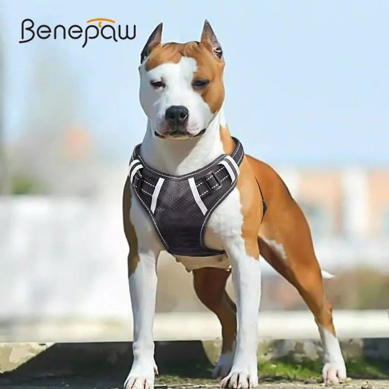 benepaw breathable no pull large dog harness vest soft adjustable reflective durable Suporte Anel Dedo Para Celular Button Smile