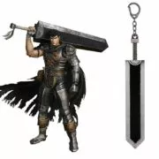 Berserk chaveiro com pingente de liga de zinco, chaveiro berserk guts guerreiro à lenda preto com espada, para armas, acessórios de carro