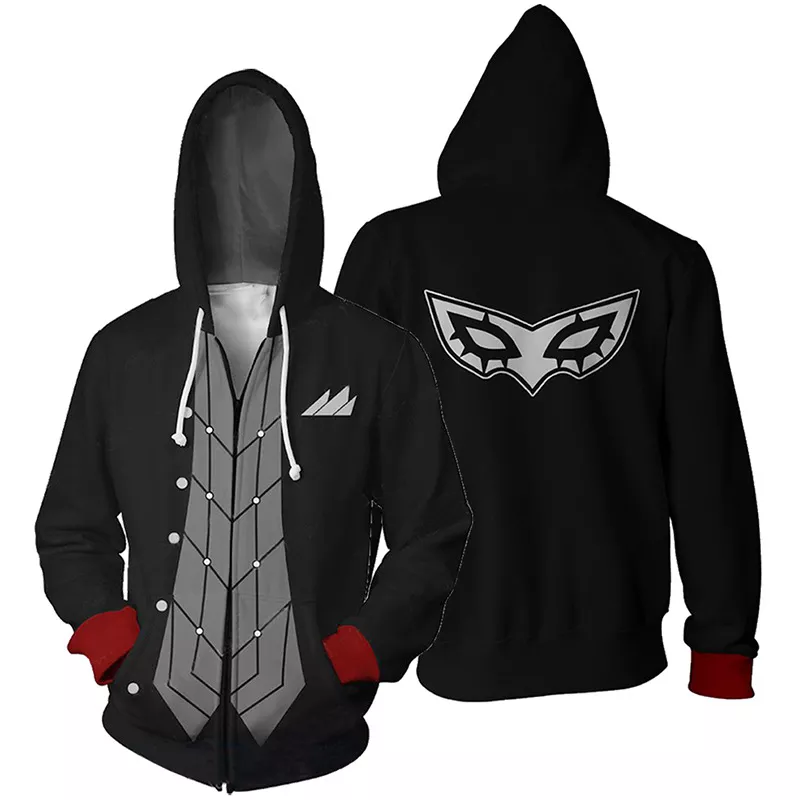 Blusa de frio Persona 5 cosplay hoodie akira kurusu coringa manga longa hoodies com capuz moda das mulheres dos homens zip up camisolas