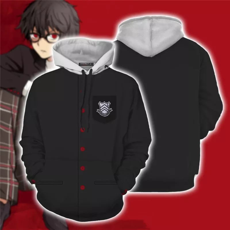 Blusa de frio Persona 5 hoodies dos homens impressão cardigan moletom cosplay hoodie masculino harajuku