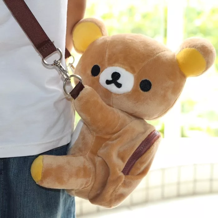 bolsa de pelucia rilakkuma kawaii bolsa de mensageiro para presente de Bolsa de pelúcia Rilakkuma kawaii, bolsa de mensageiro para presente de natal