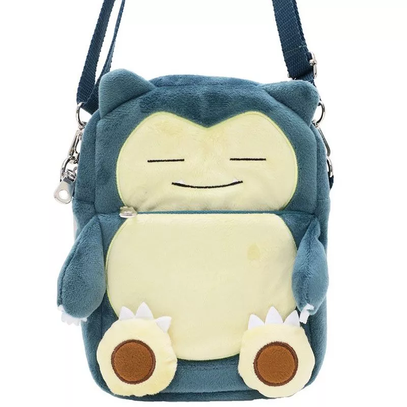 Bolsa Lateral pokemon bolso monstro snorlax veludo mensageiro saco bordado pequeno telefone bolsa de brinquedo bolsa presente