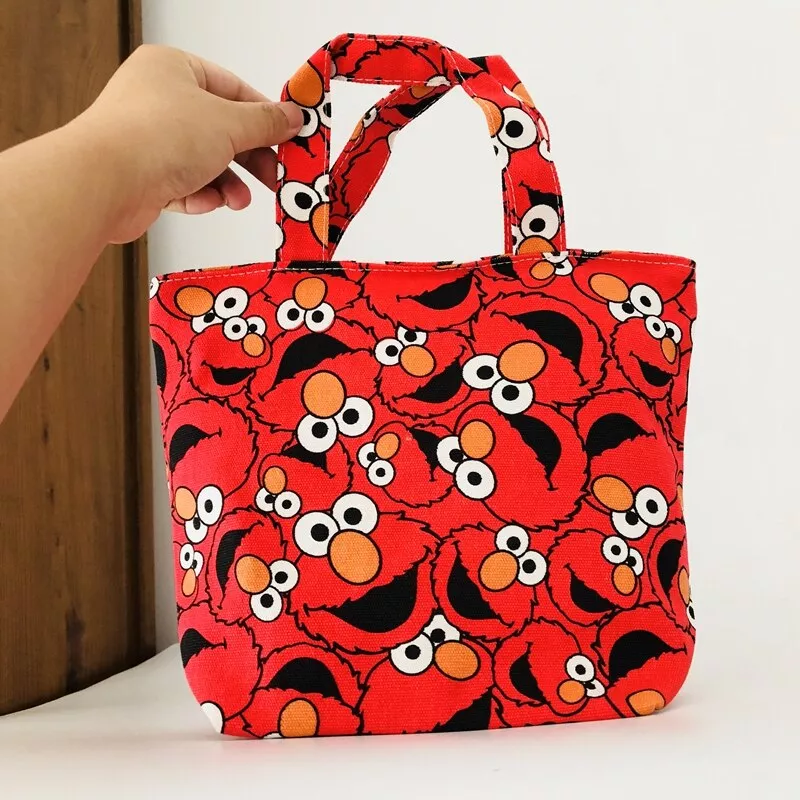 bolsa sesame street elmo moda portatil lona sacos de almoco dos desenhos Capinha case Capa traseira para o iphone 12 11 pro max xs xr x se 2020 8 7 plus caso do telefone com suporte de cartão de couro magnético destacável carteira saco